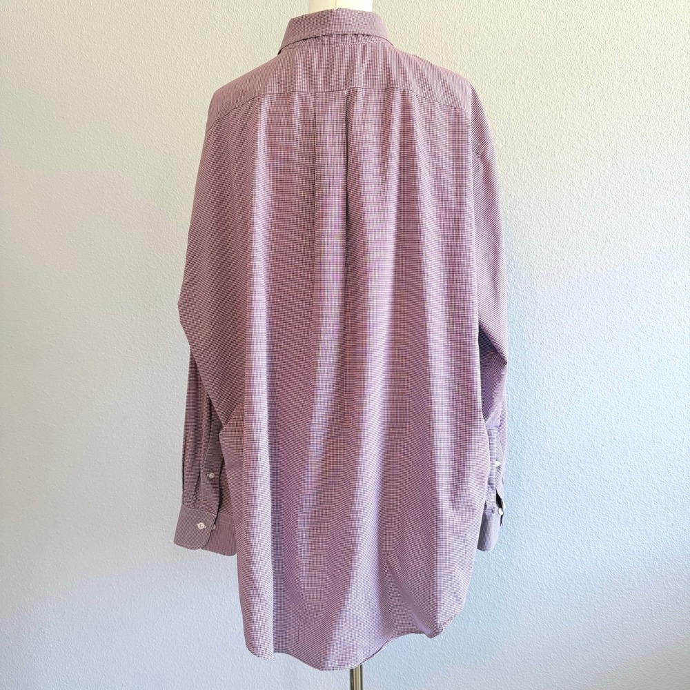 Lauren Ralph Lauren Men 18 34/35 Classic Fit Burgundy Gingham Button Down Shirt - Picture 3 of 6